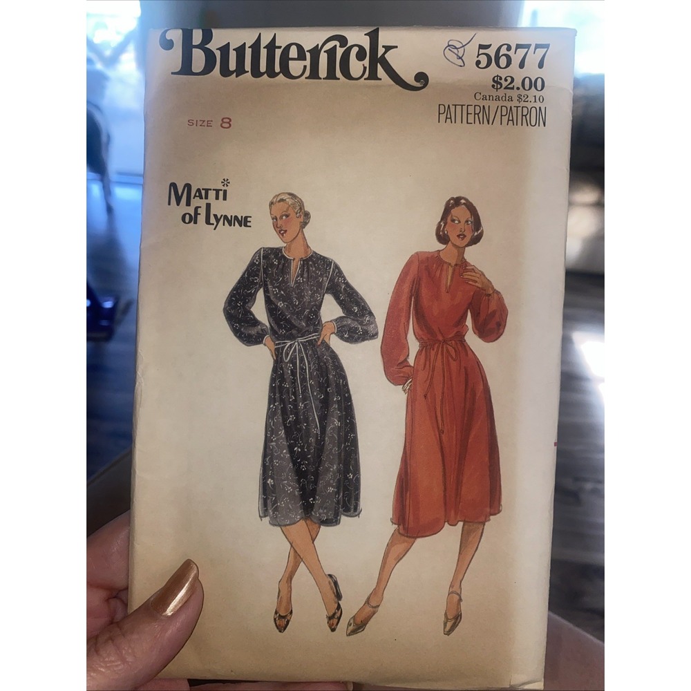 Butterick Sewing Pattern 5677 Misses Dress Size 8 Matti of Lynne Cut Complete